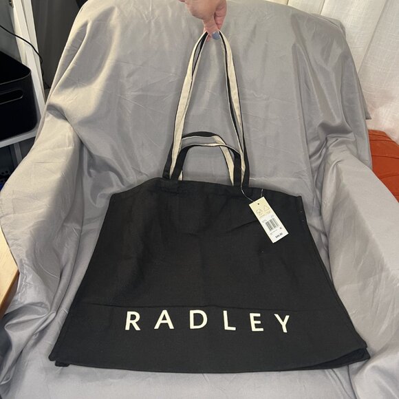 Radley London, Large Cotton Tote, Black, Dual Handle / Shoulder Strap, NWT - Picture 3 of 10